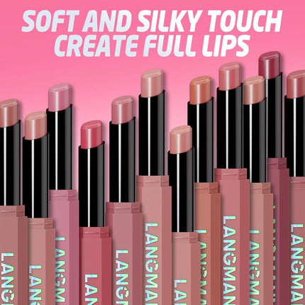 10-Piece Velvet Matte Lipstick Set – Curated Nude & Dark Shades, Soft Matte Finish, Highly Pigmented, Long-Lasting Waterproof Lipsticks