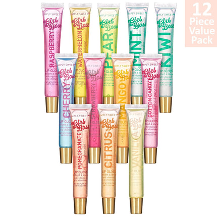 12-Piece Clear Lip Gloss Oil Set – Hydrating Vitamin E Lip Oils with Flavors