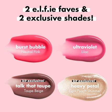 Glow Reviver Plumping Lip Oil Kit – Nourishing Tinted Lip Oils with Jojoba Oil, High-Shine Finish, Vegan & Cruelty-Free, 4 Shades