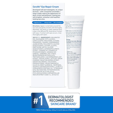 Eye Repair Cream – Under Eye Cream for Puffiness & Bags, with Hyaluronic Acid, Niacinamide & Marine Botanical Complex, Oil-Free, Ophthalmologist Tested