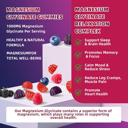 Magnesium Glycinate Gummies 1000 Mg for Women and Men