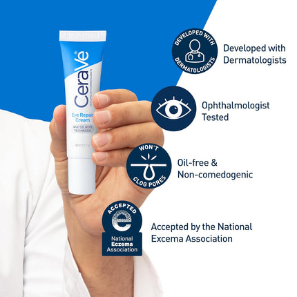 Eye Repair Cream – Under Eye Cream for Puffiness & Bags, with Hyaluronic Acid, Niacinamide & Marine Botanical Complex, Oil-Free, Ophthalmologist Tested