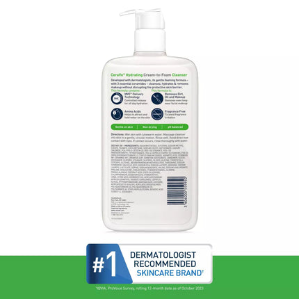 Cerave Hydrating Cream-To-Foam Face Wash - 3 Fl Oz