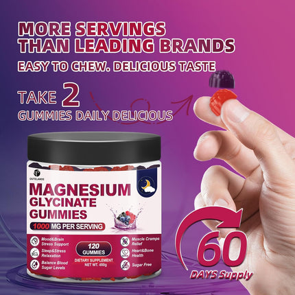 Magnesium Glycinate Gummies 1000 Mg for Women and Men