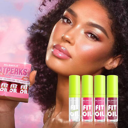 4 Piece Lip Glow Oil Set – Hydrating Tinted Lip Oils for Nourishing Shine & Soft, Plumper-Looking Lips