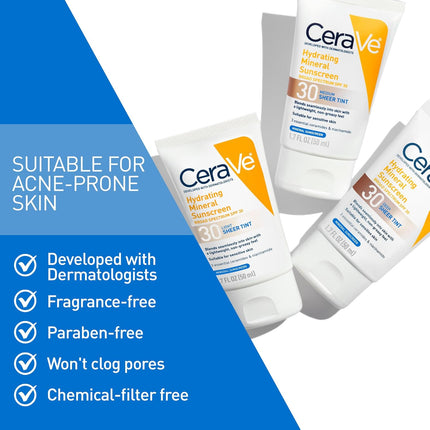 CeraVe Hydrating Mineral Sunscreen Sheer Tint SPF 30.