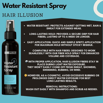 Hair Illusion 100% Real Hair Fibers Combo: Fibers, Hold & Water Spray, & App.