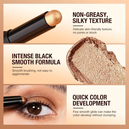 8-Color Dual-Ended Cream Eyeshadow Stick Set – Waterproof, Transfer-Proof, Matte & Shimmer Eye Makeup with Built-In Blender Brush