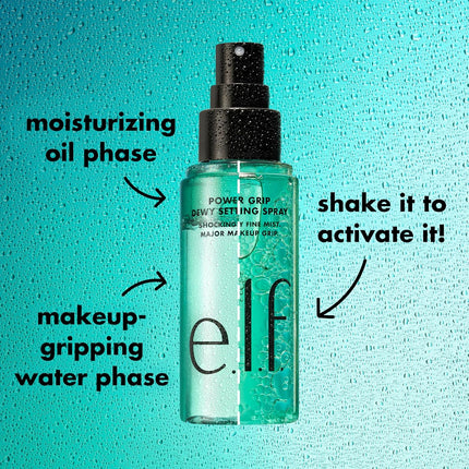 Power Grip Dewy Setting Spray – Ultra-Fine Mist with Hyaluronic Acid, Hydrating Dewy Finish, Vegan & Cruelty-Free