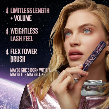 Lash Sensational Sky High Washable Mascara – Volumizing, Lengthening, Defining & Curling, Buildable Formula, Blackest Black