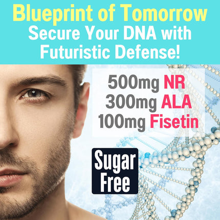 1500Mg NAD+ Sugar Free Gummies - Sugar Free Formula with NR, TMG, ALA, Trans-Resveratrol & Fisetin