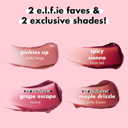 Glossy Lip Stain 4-Day Kit – Long-Lasting Lip Stains with a Sheer Wash of Color & Subtle Gloss Finish, Vegan & Cruelty-Free