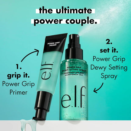 Power Grip Dewy Setting Spray – Ultra-Fine Mist with Hyaluronic Acid, Hydrating Dewy Finish, Vegan & Cruelty-Free