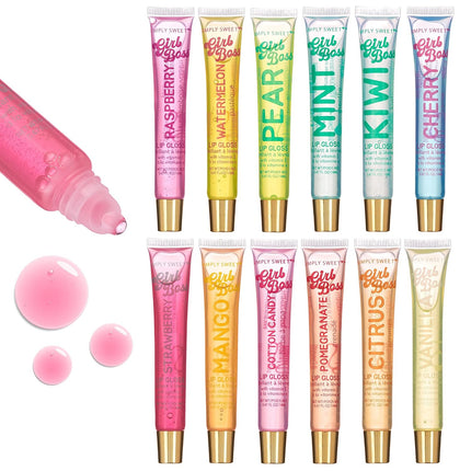 12-Piece Clear Lip Gloss Oil Set – Hydrating Vitamin E Lip Oils with Flavors