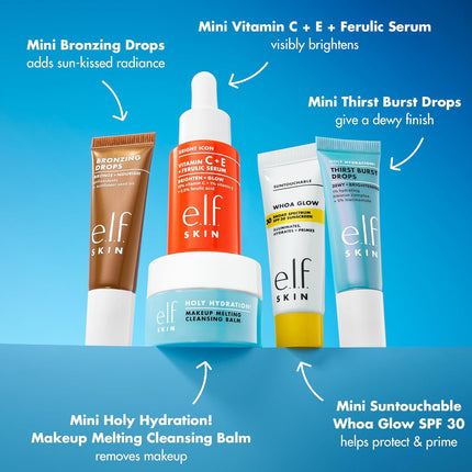 e.l.f. SKIN Best & Obsessed Skincare Kit – 5-Piece Travel-Size Glowy Skin Set