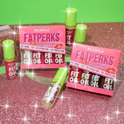 4 Piece Lip Glow Oil Set – Hydrating Tinted Lip Oils for Nourishing Shine & Soft, Plumper-Looking Lips
