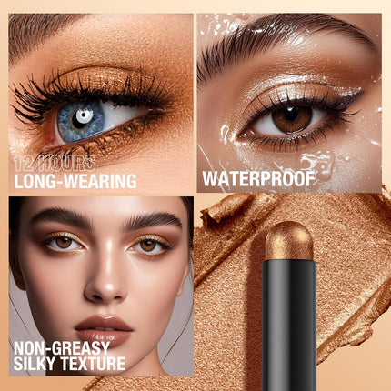 8-Color Dual-Ended Cream Eyeshadow Stick Set – Waterproof, Transfer-Proof, Matte & Shimmer Eye Makeup with Built-In Blender Brush