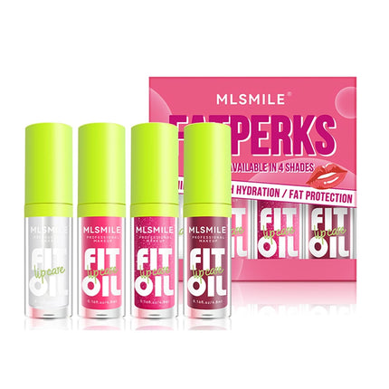 4 Piece Lip Glow Oil Set – Hydrating Tinted Lip Oils for Nourishing Shine & Soft, Plumper-Looking Lips
