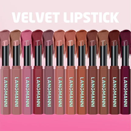 10-Piece Velvet Matte Lipstick Set – Curated Nude & Dark Shades, Soft Matte Finish, Highly Pigmented, Long-Lasting Waterproof Lipsticks