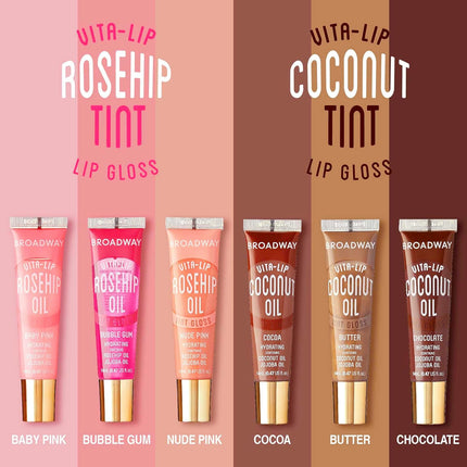 Broadway Vita-Lip Tinted & Clear Lip Gloss Set – 11 Pack Hydrating High-Shine Glosses with Vitamin Oils, Rosehip & Coconut Oil
