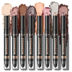 8-Color Dual-Ended Cream Eyeshadow Stick Set – Waterproof, Transfer-Proof, Matte & Shimmer Eye Makeup with Built-In Blender Brush