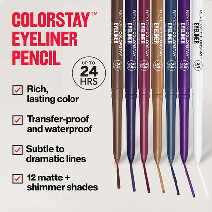 ColorStay Waterproof Eyeliner Pencil – Smudge-Proof, with Built-In Sharpener, Black 201, 2 Pack
