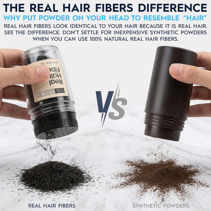 Hair Illusion 100% Real Hair Fibers Kit: 18G Black Fibers, Water Resistant Spray, Applicator Instant Natural Hair Enhancement Sensitive Blend Non Synthetic