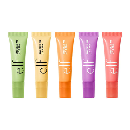 e.l.f. Squeeze Me Lip Balm Set – 5 Moisturizing Sheer-Tint Lip Balms (Strawberry, Vanilla Frosting, Peach, Grape & Honeydew)